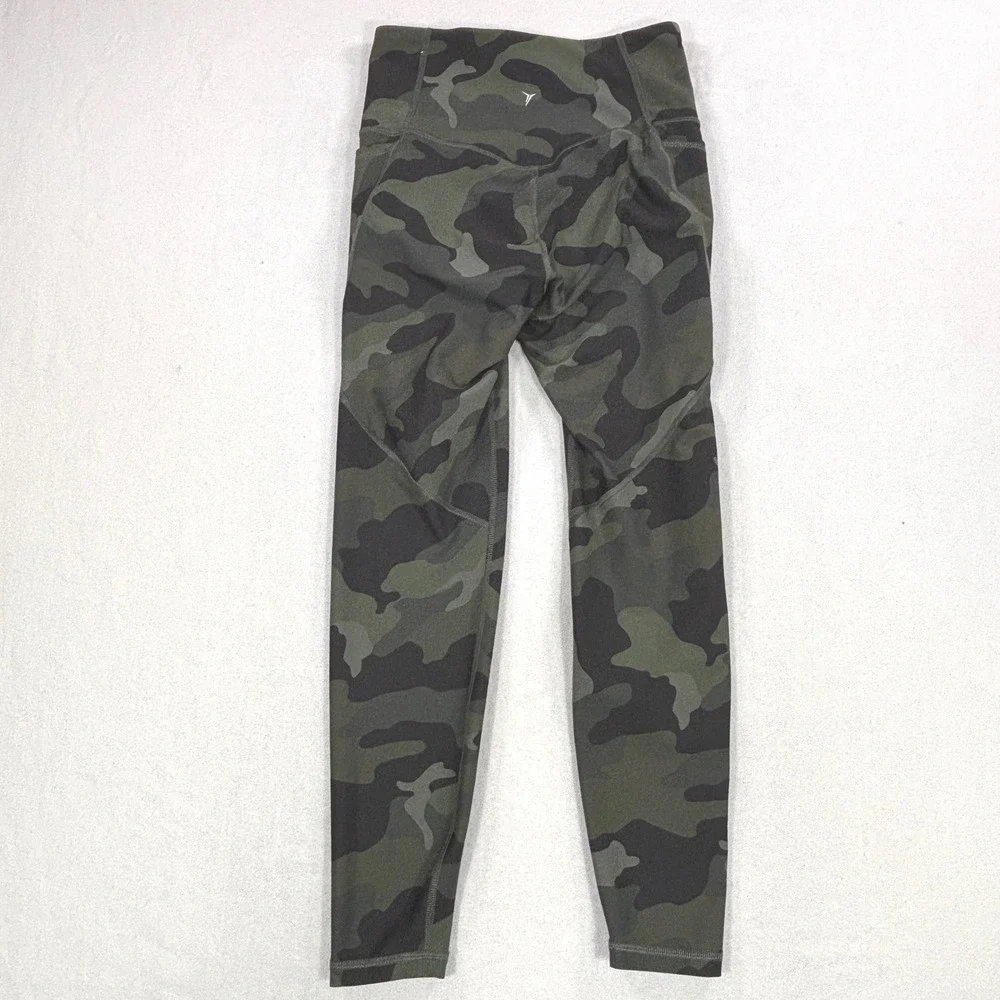 Old Navy Active Elevate Go-Dry Camo Leggings Women Medium Green High Rise Pocket - Picture 5 of 6